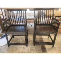 PAIR of Antique Chinese Ebonized Bamboo Stickback Chairs (As Is)
