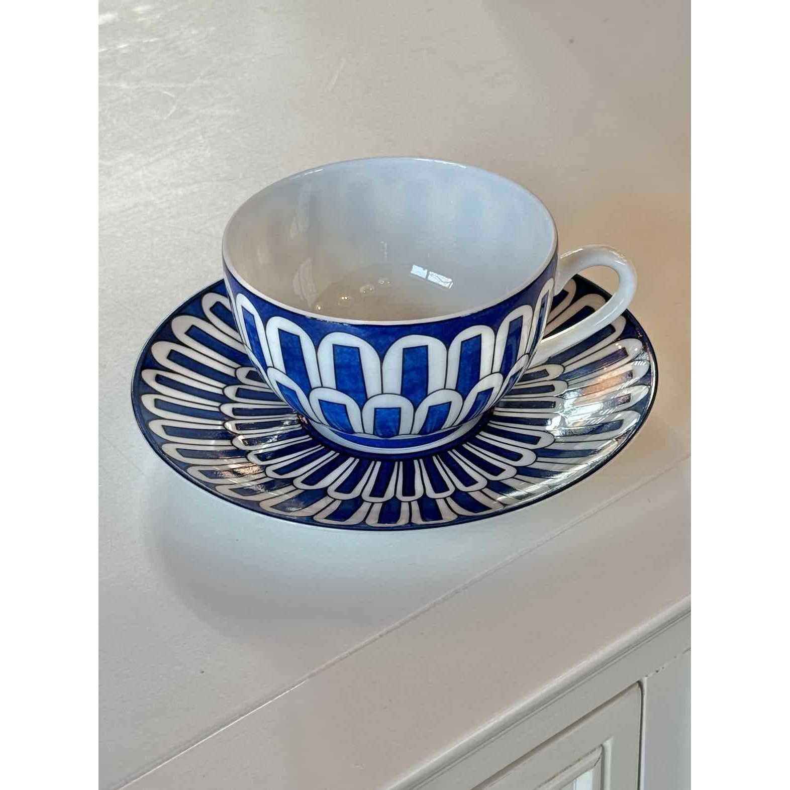 Hermes Bleus d'ailleurs Porcelain Coffee Cup & Saucer Cup