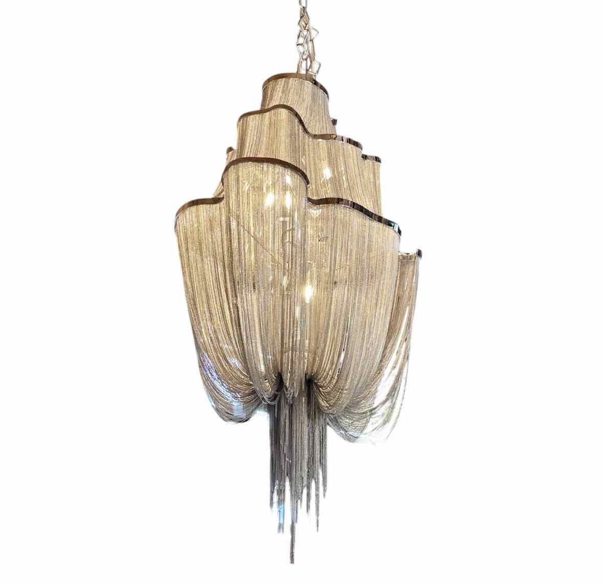 Atlantis Medium 3-Tier Nickel Suspension Chandelier by Barlas Baylar for Terzani