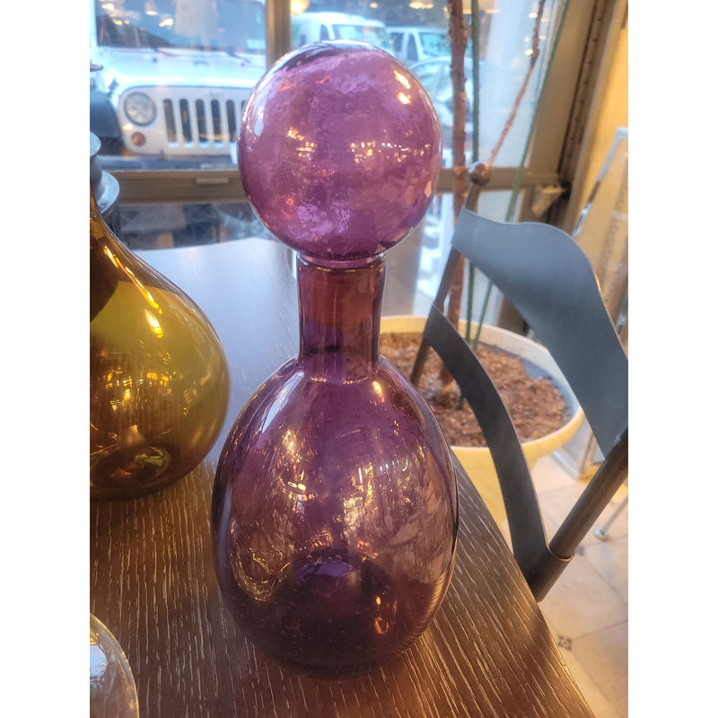 Purple Glass Decanter w/ Lid - colletteconsignment.com