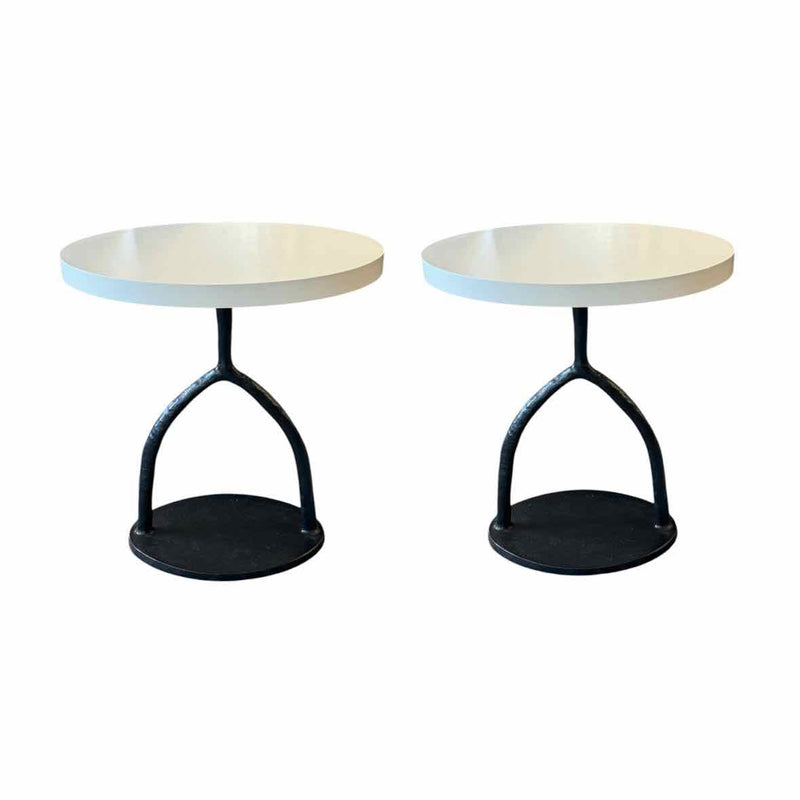 Pair of Design Atelier Linne Fer Side Tables by Holly Hunt 22"WX16"Dx22"H