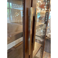 Walnut Eleana Cabinet w/ Beveled Glass Panel Doors & LED Lighting by Hooker
