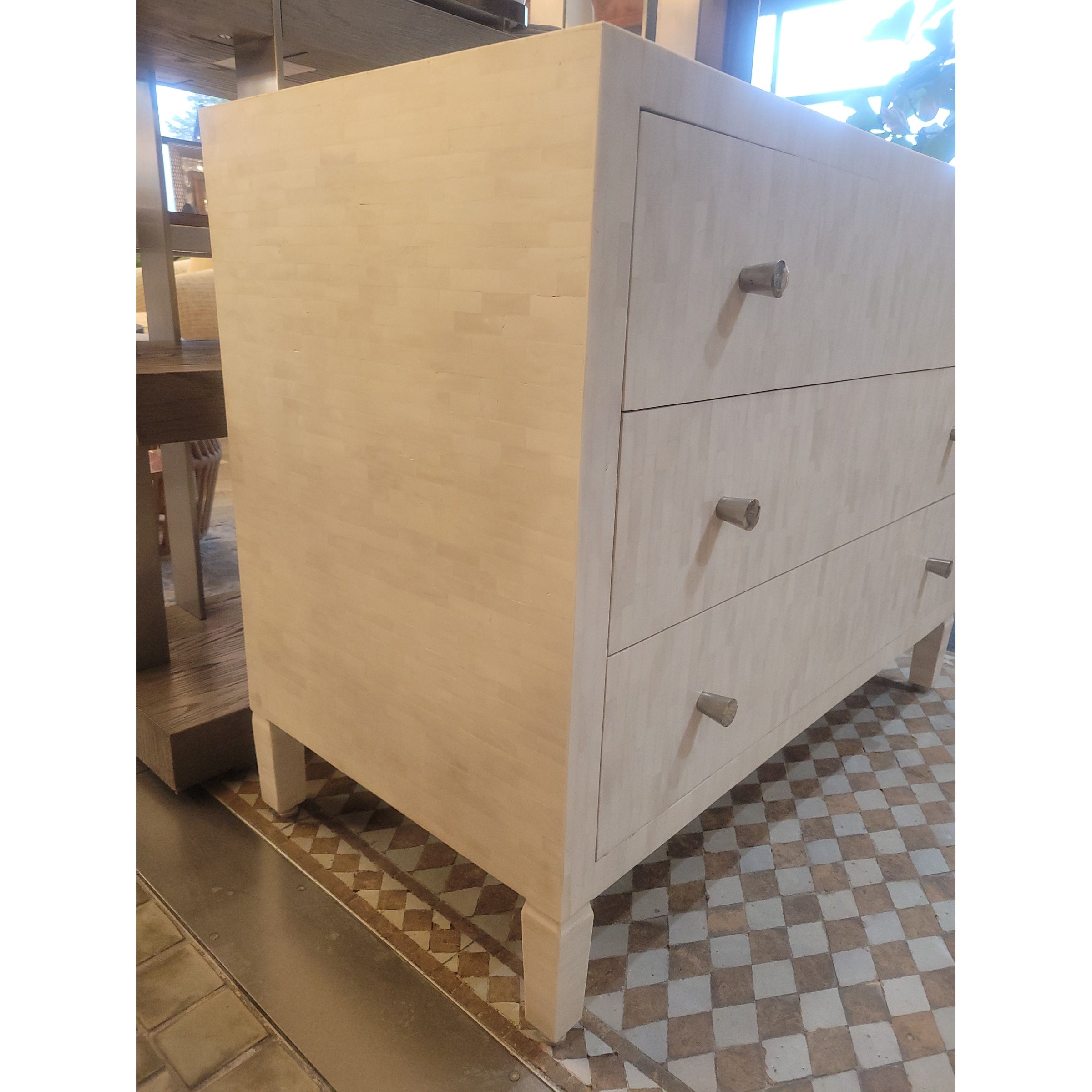 White Bone Inlay 3-Drawer Dresser