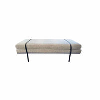 Ronan Modern Classic Grey Performance Upholstered Seat & Black Iron Frame Bench