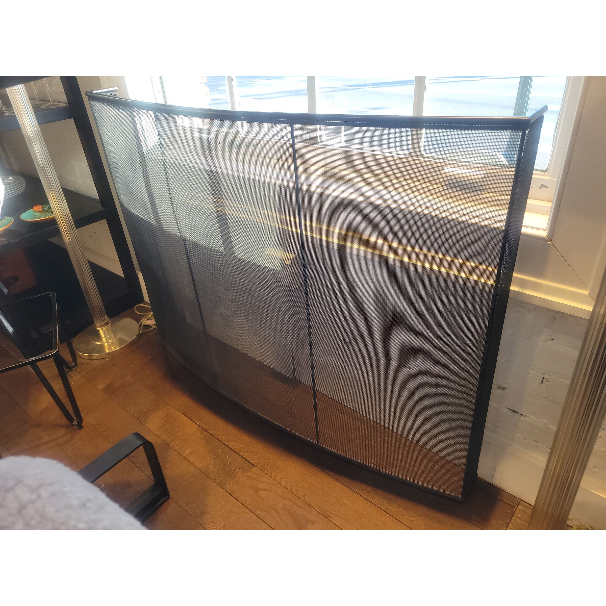 Curved Metal Fireplace Screen - colletteconsignment.com