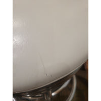 SET of 3 Mid-Century White Leather & Steel Counter Stools