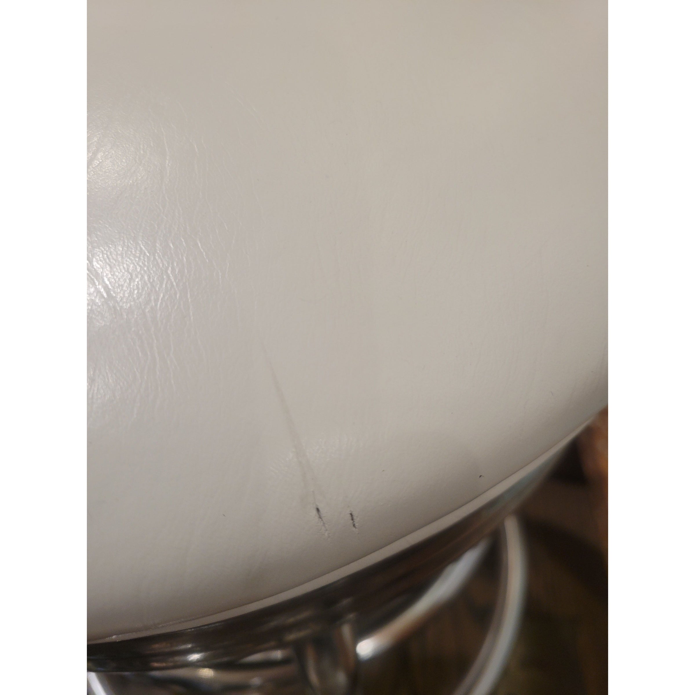 SET of 3 Mid-Century White Leather & Steel Counter Stools