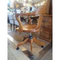 Antique Oak Rolling Bankers Chair
