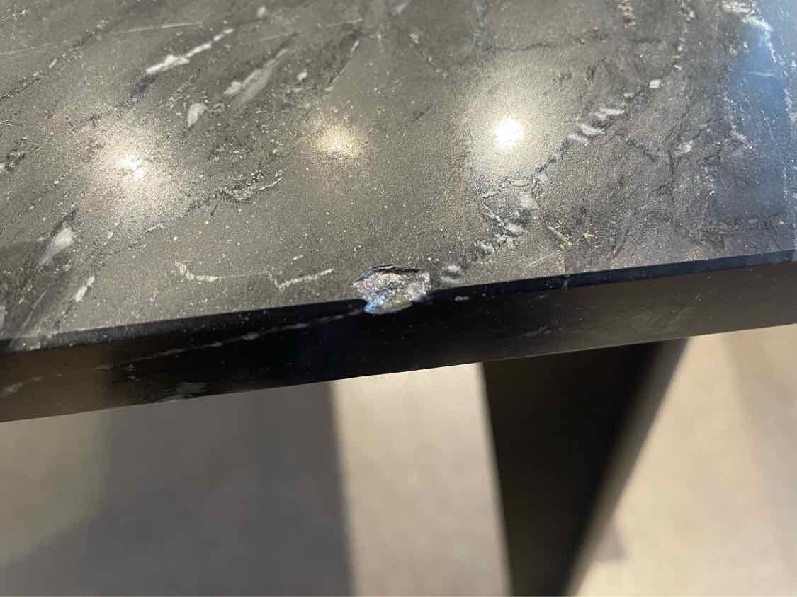 Rectangular Black Marble Top Metal Dining Table (AS IS)
