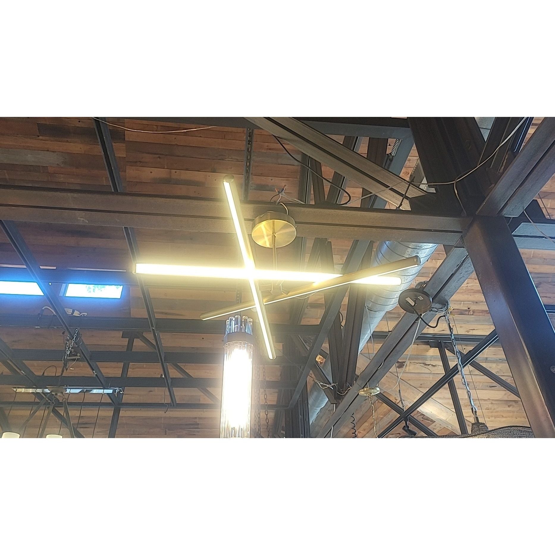Brass Tone Adjustable 3 Light Rods LED Pendant