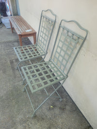 PAIR of Gray Metal Bistro Side Chairs Attrib. to Herve Baume
