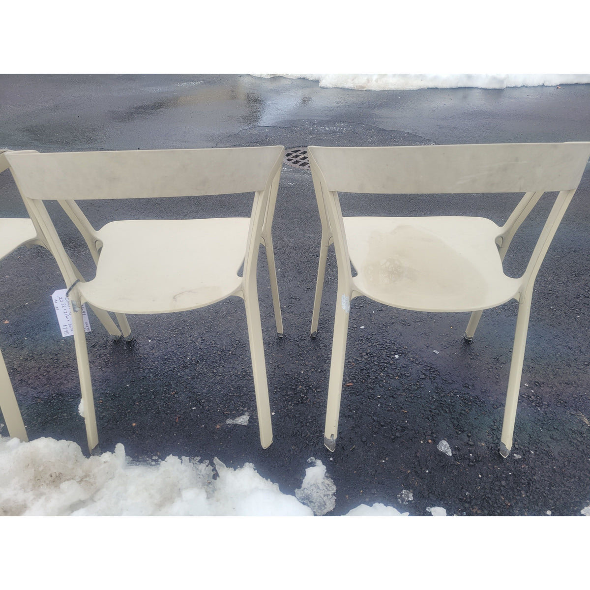 SET of 4 Beige Aluminum Dining Chairs by Kristalia - AS IS - colletteconsignment.com