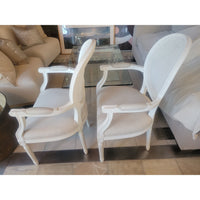 SET of 8 White Cane Back French Dining Chairs by RH (AS IS)