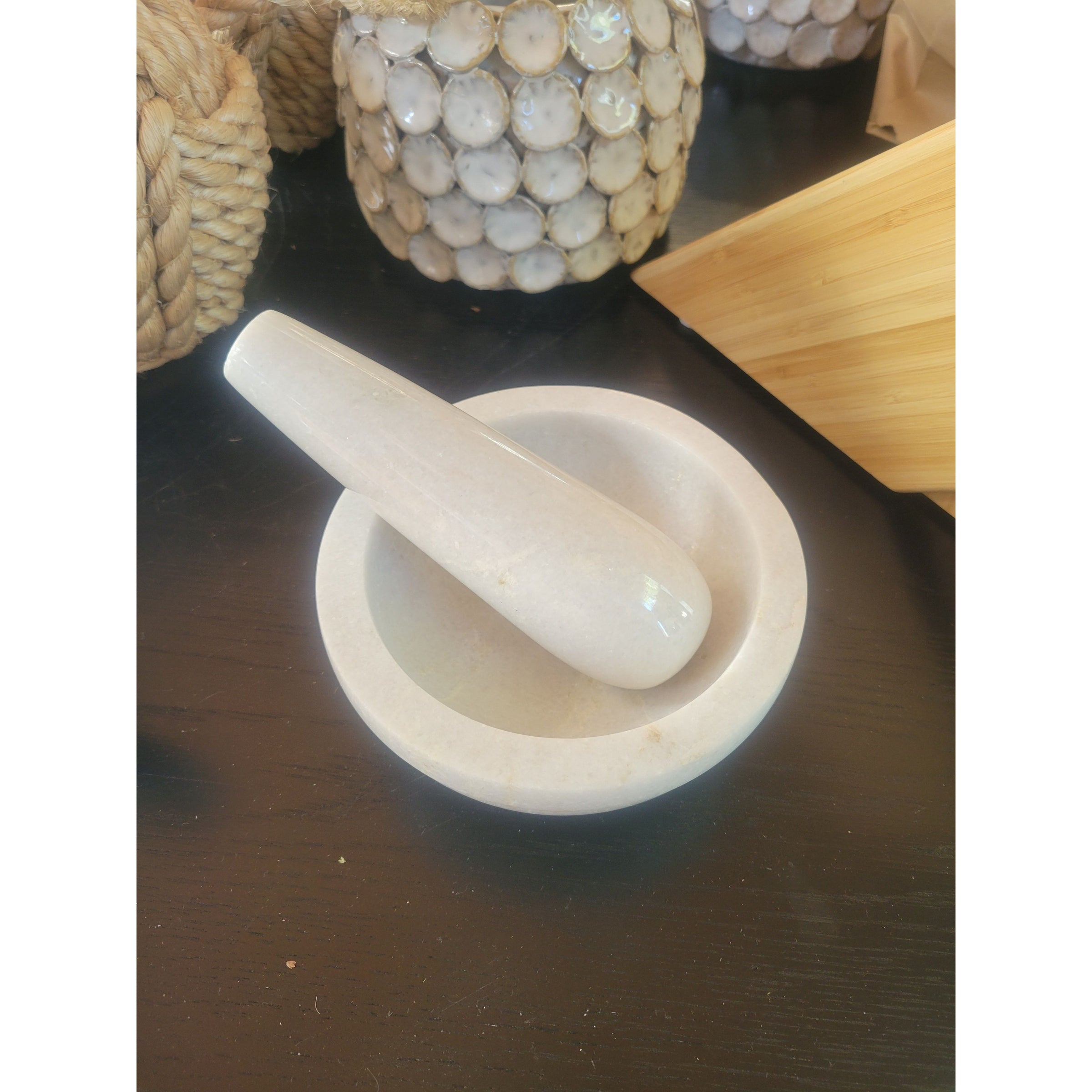 White Marble Mortar & Pestle