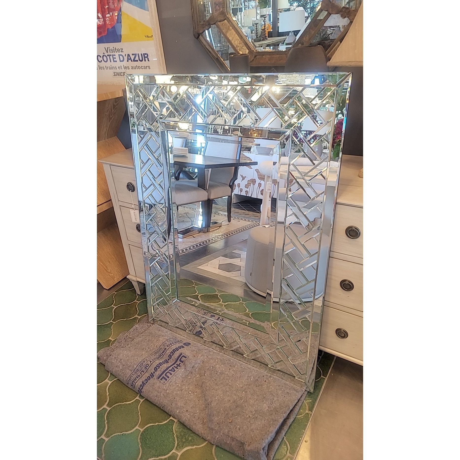 Cleavon Frameless Lattice Border Mirror by Uttermost