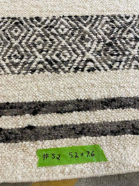5.2' x 7.6' Black Diamond Stripes on Beige Rug #52