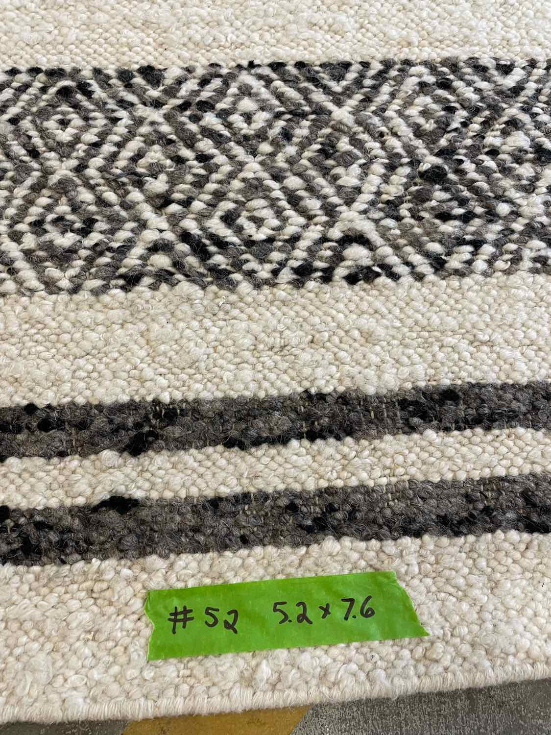 5.2' x 7.6' Black Diamond Stripes on Beige Rug #52