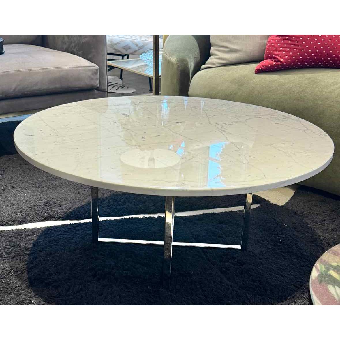 3-ft Round Marble Coffee Table by Fendi Casa