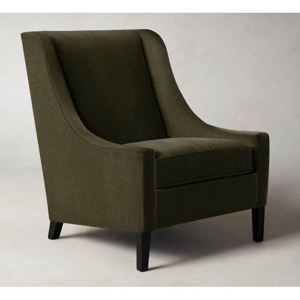 Chrystie Chair in Olive Performance Velvet w/ Charcoal Ash Finish