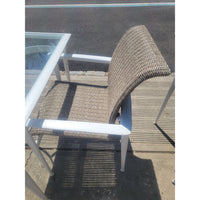 SET of 4 Flight Woven Wicker & Aluminum Dining Chairs by Brown Jordan (AS IS)