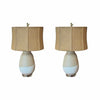 PAIR of Ceramic Table Lamps on Lucite Bases by Made Goods w/ Burlap Shades