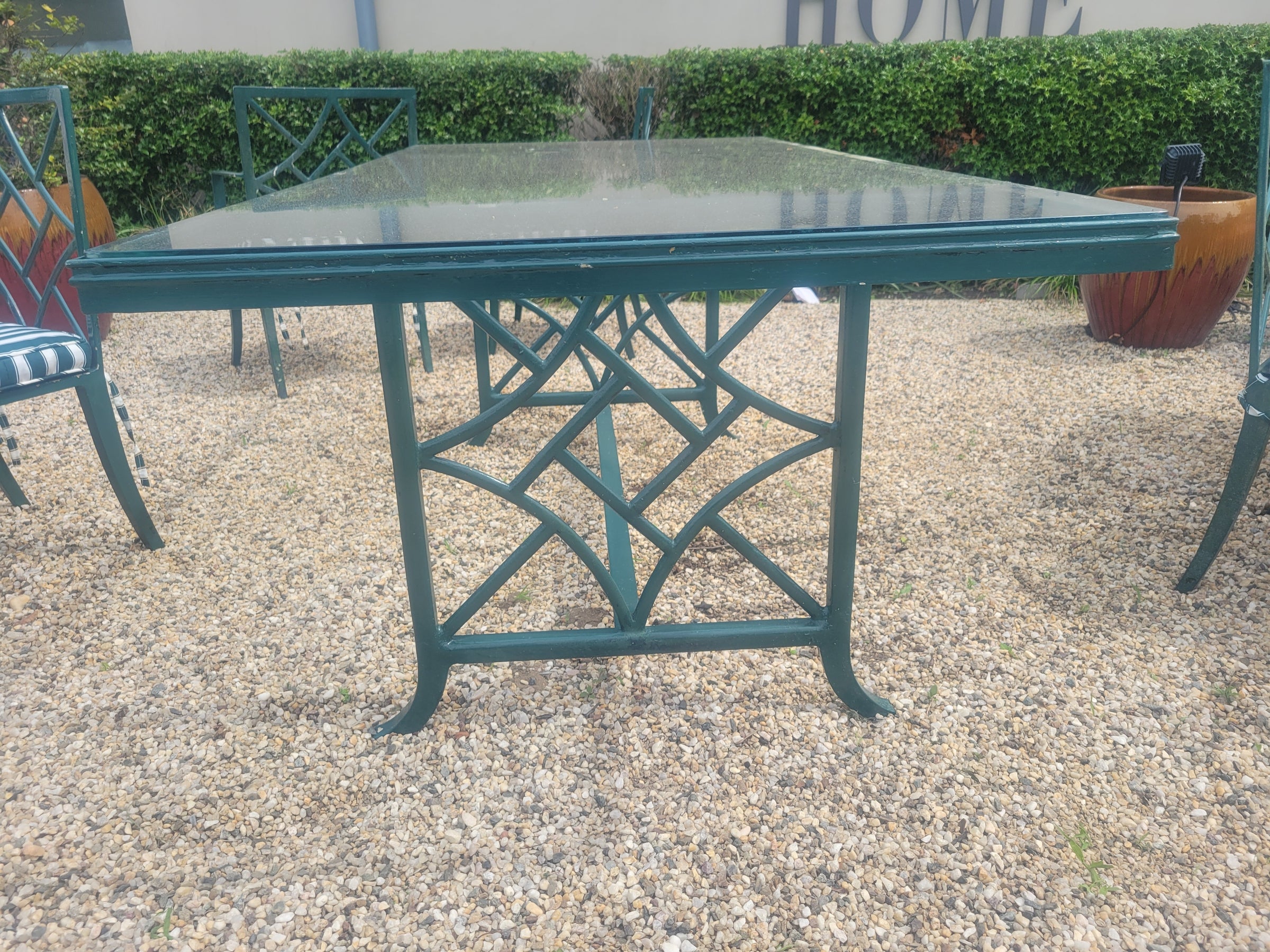 SET of Vintage Painted Iron Dining Table, 2 Arm Chairs, 4 Side Chairs (AS IS)