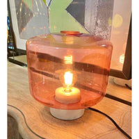 CB2 Pink Glass & Marble Base Table Lamp-AS IS (glass is scratched)