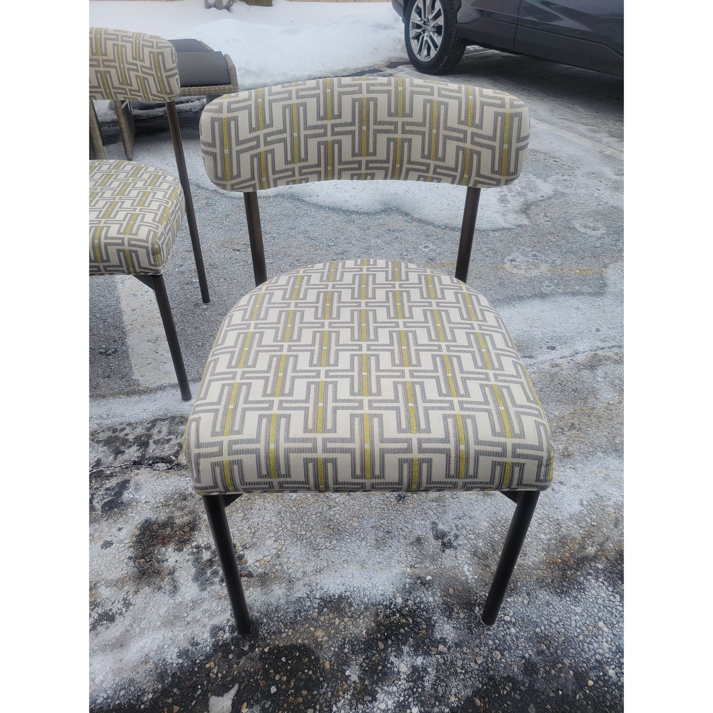 SET of 4 'Remy' Upholstered Dining Chairs on Pewter Legs by MG&BW (AS IS)
