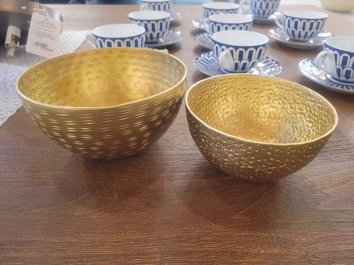 PAIR of Textured Brass Bowls