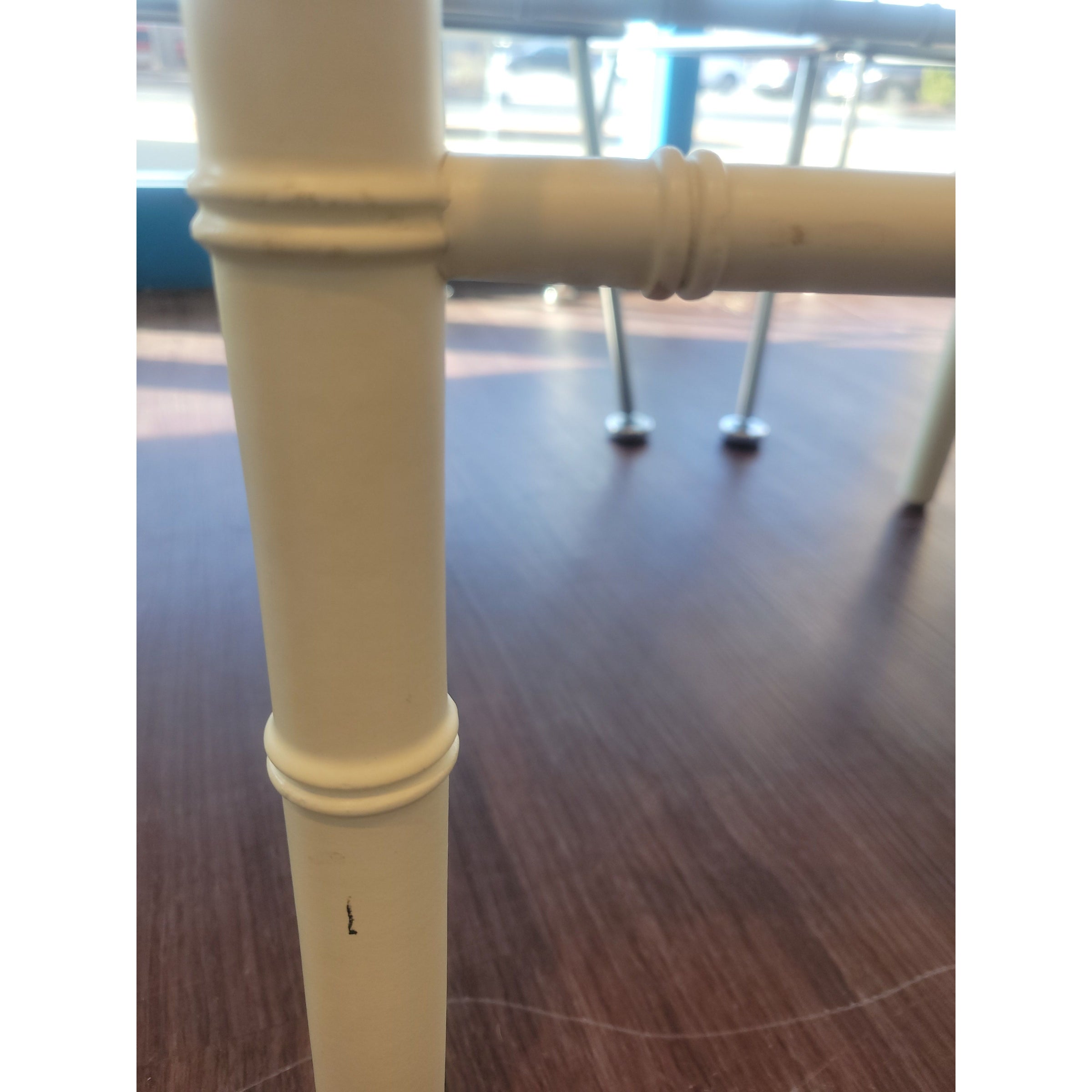 PAIR of Bulgarian Faux Bamboo Dining Chairs w/ Beige Cushions - AS IS