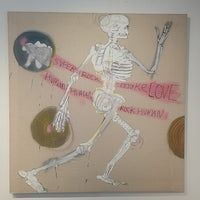 'Super Rock Make Love Human' Painting on Linen by Fabrice Dupre