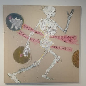 'Super Rock Make Love Human' Painting on Linen by Fabrice Dupre