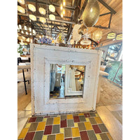 Square White Tin Mirror