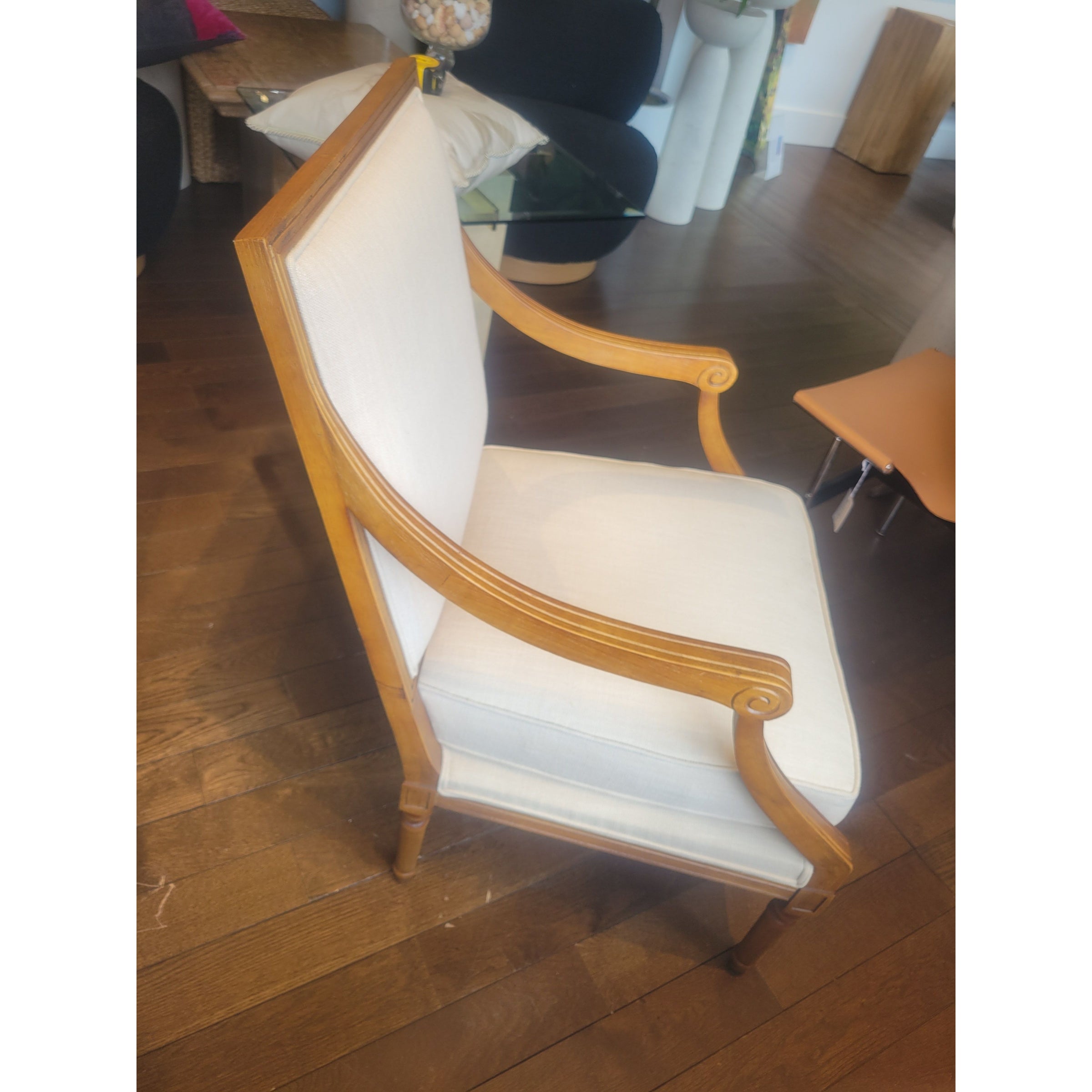 PAIR of Louis XVI Style Linen & Wood Chairs by Ballard Designs