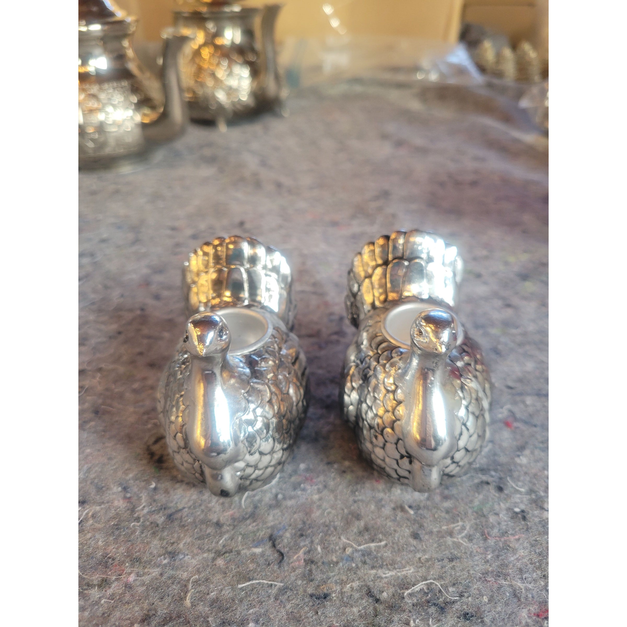 Pair of Aluminum Turkey Candle Holders
