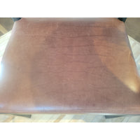 PAIR of Brown Leather & Dark Wood Chairs