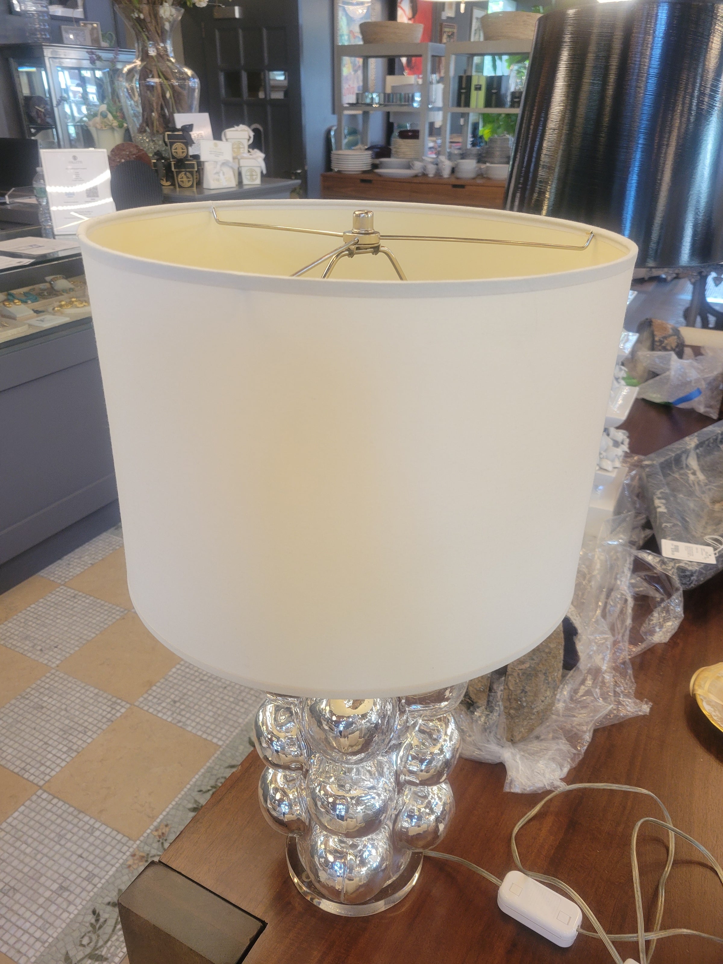 MCM Mercury Glass Bubble Table Lamp on Acrylic Base w/ Shade