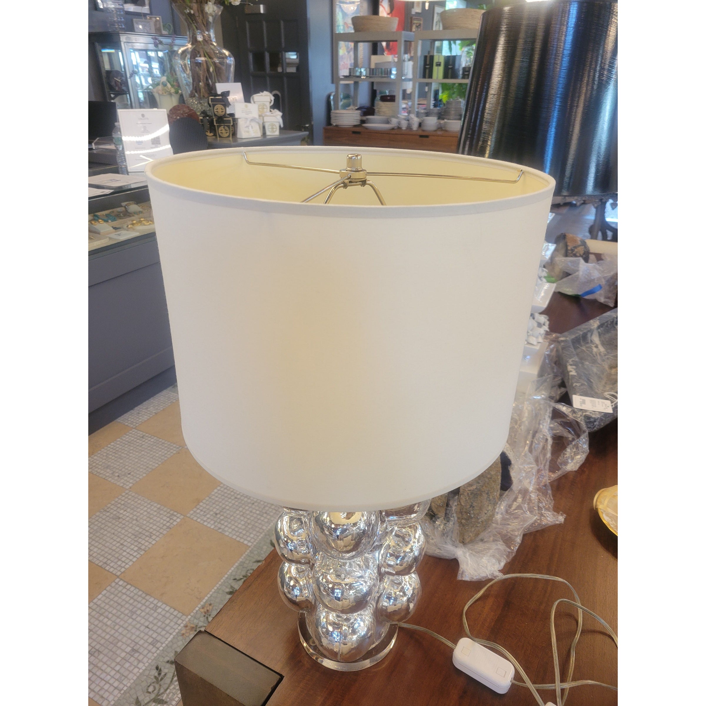 MCM Mercury Glass Bubble Table Lamp on Acrylic Base w/ Shade