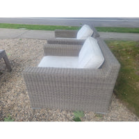 PAIR of Gray Wicker Lounge Chairs w/ Cushions