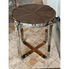 Round Wood & Chrome Side Table