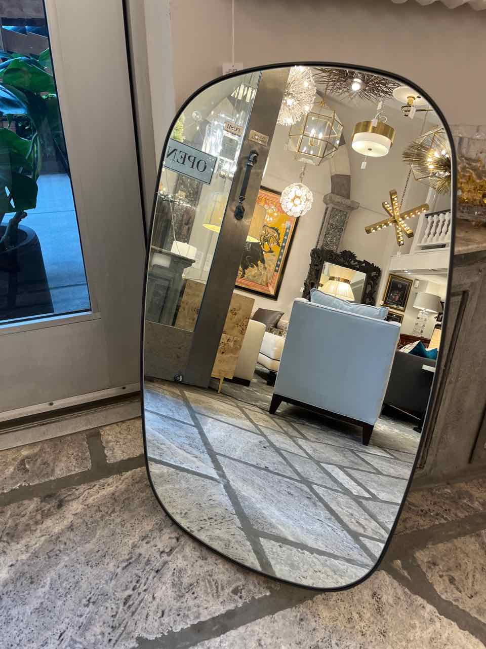 Oval Dark Metal Mirror