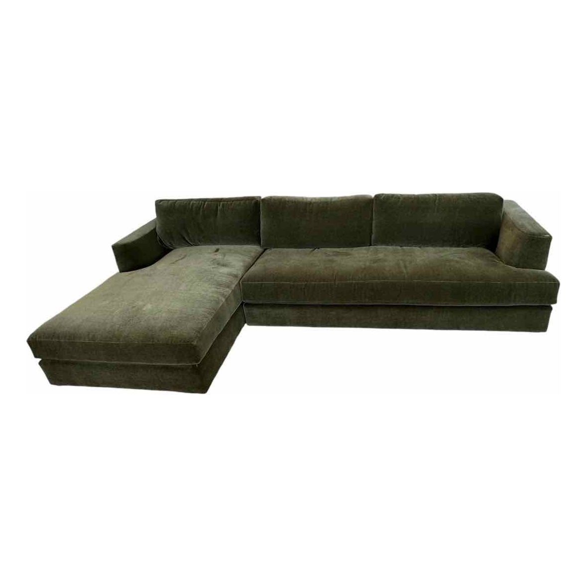 Custom Chaise Sectional Sofa in Mohair Moss 120"Wx67"Dx28"H