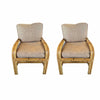 PAIR of Bamboo Chairs w/ Diamond Pattern Cushions