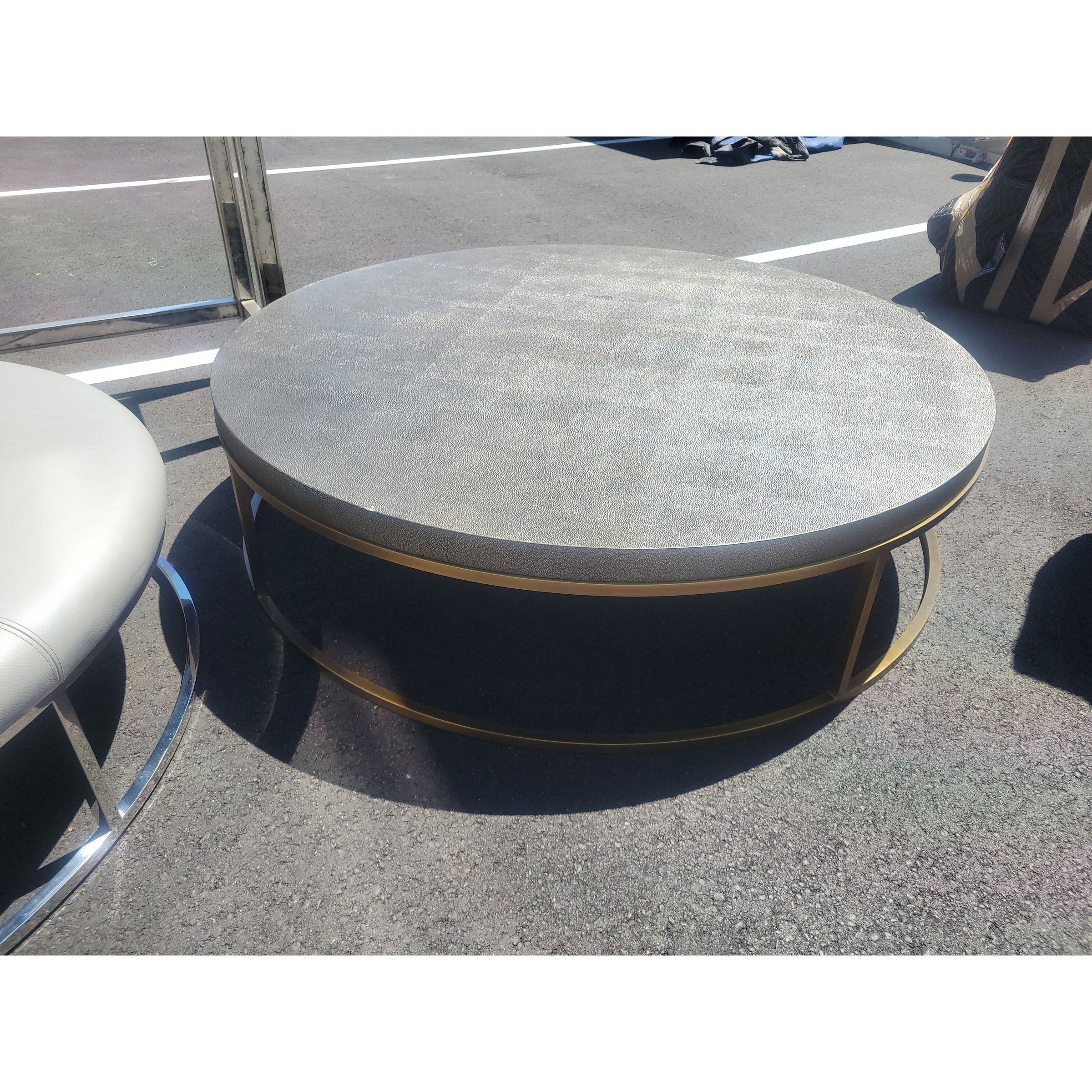 Faux Shagreen & Brass Coffee Table by RH - AS IS