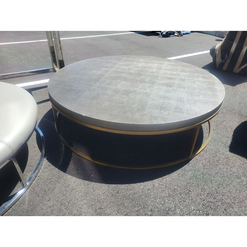 Faux Shagreen & Brass Coffee Table by RH - AS IS