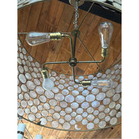 Serena Drum Chandelier by Oly Studio - Metal Frame w/ Capiz Shell Circles