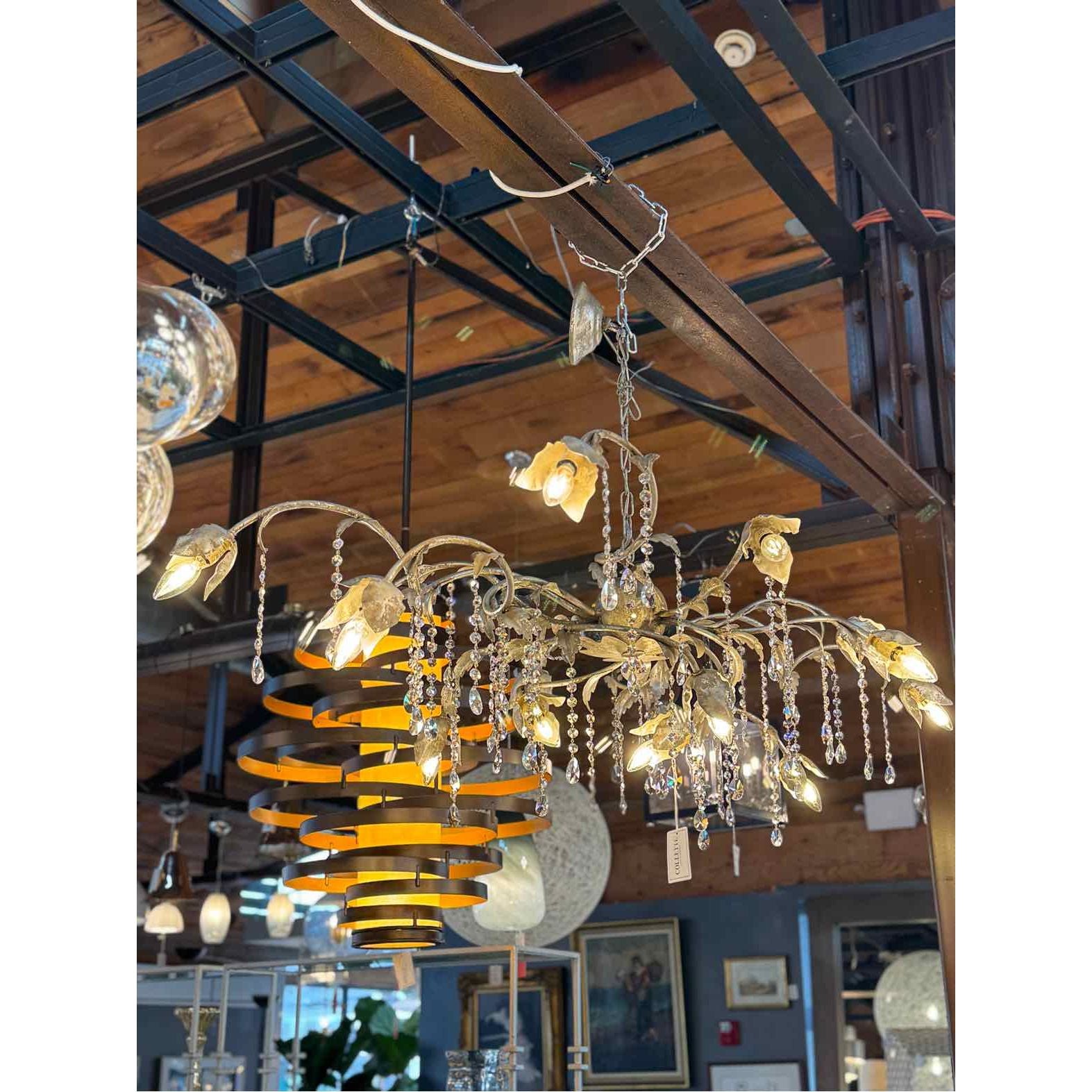 Antique Italian Metal Floral Chandelier - colletteconsignment.com