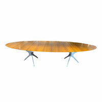 Custom Walnut & Brass Oval Dining Table - AS IS