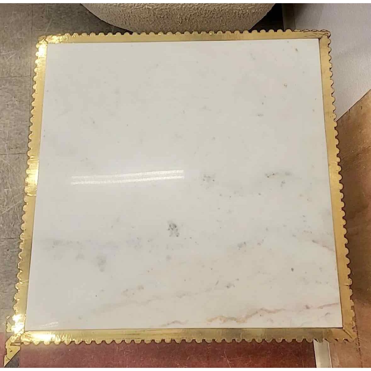 Custom Marble & Shiny Brass Accent Table