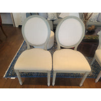 SET of 10 French Linen & Wood Round-Back Dining Chairs by Safavieh (AS IS) - colletteconsignment.com